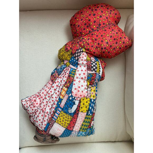 Sunbonnet Sue Stuffed Calico Doll Pillow – Patchwork Prairie Girl Handmade 1970s - Picture 4 of 7